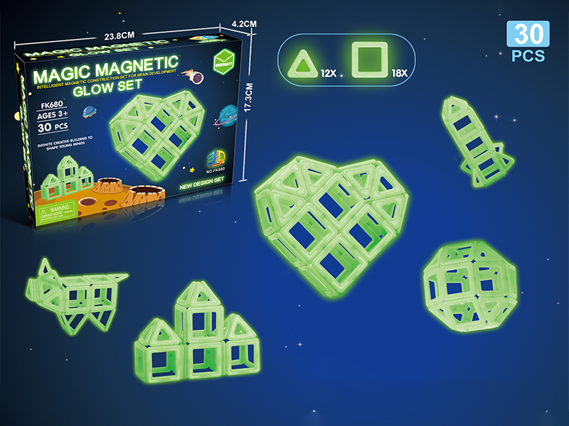 30Pcs Luminous Variable Magnetic Sheet Building Block