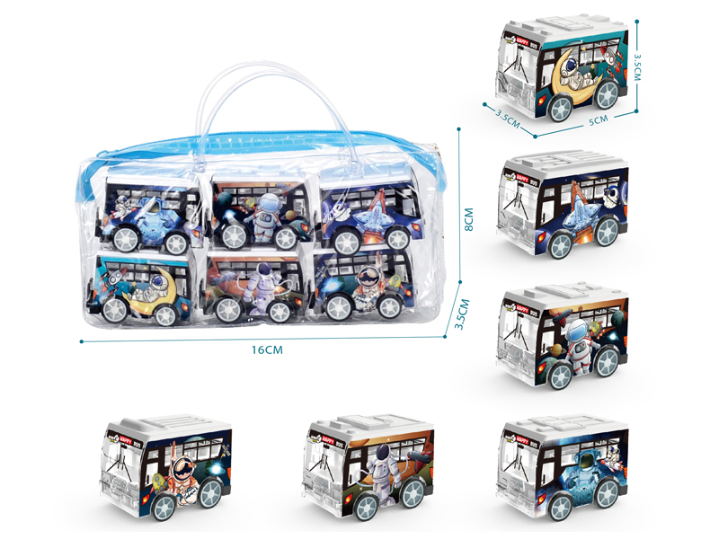 6Pcs Uv Pull Back Space Series Bus