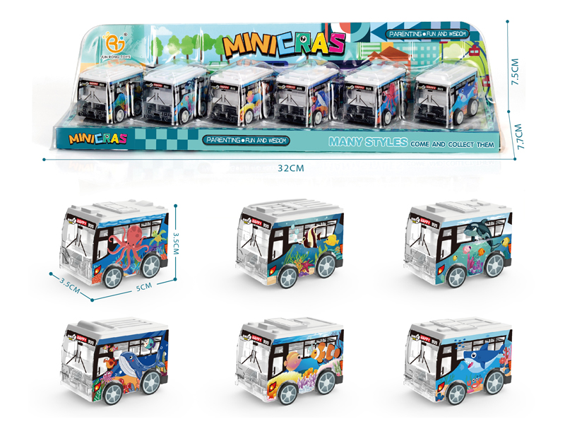 6Pcs Uv Pull Back Submarine Series Bus