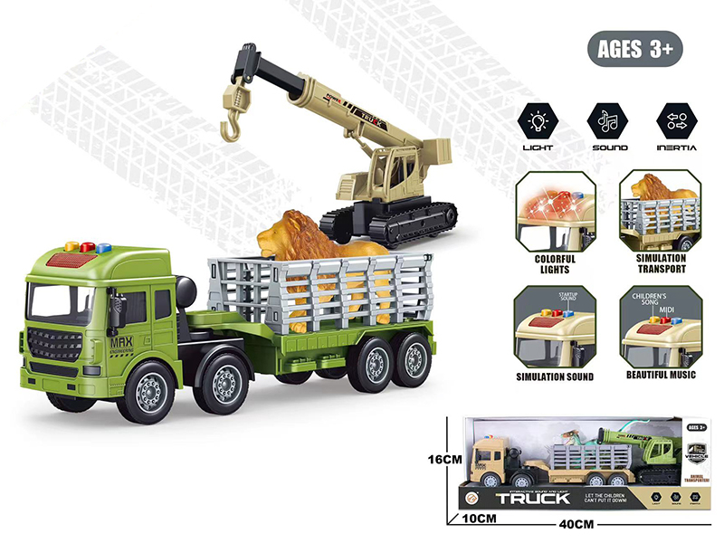Friction Animal Transport Car + Crane(Sound And Light)