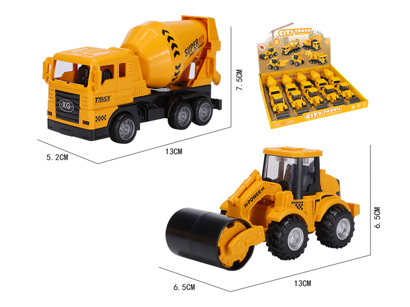 10Pcs Friction Simulation Of Engineering Truck, Mixer Truck, Roller