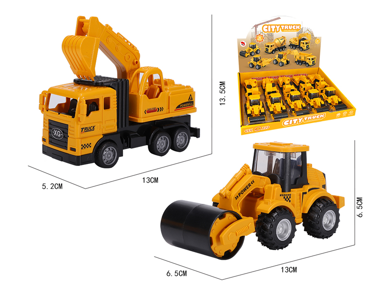 10Pcs Friction Simulate Engineering Vehicle Digging Vehicle Road Roller