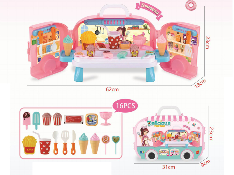 16PCS Diy Variable Fast Food Bus
