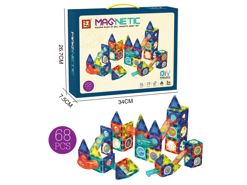 68Pcs Piglet Magnetic Sheet Ball Track Building Block