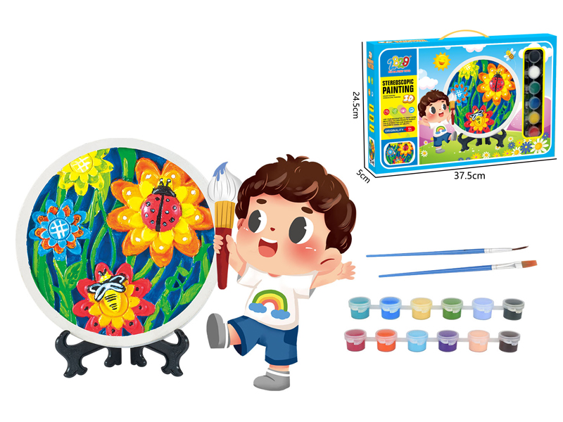 Flower Gypsum Painting - 12 Colors+Stand