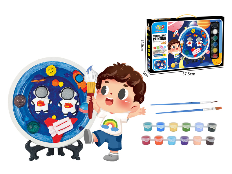 Astronaut Plaster Painting - 12 Colors+Stand
