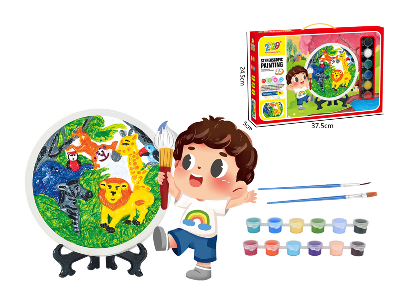 Animal Gypsum Painting - 12 Colors+Stand