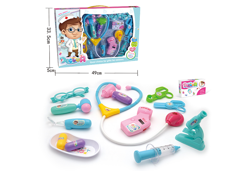 Blue Children's Doctor Set(With IC,Light)14PCS