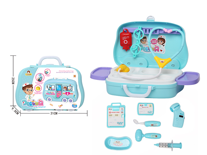 Blue Portable Medical Box Doctor Set (With IC,Light)
