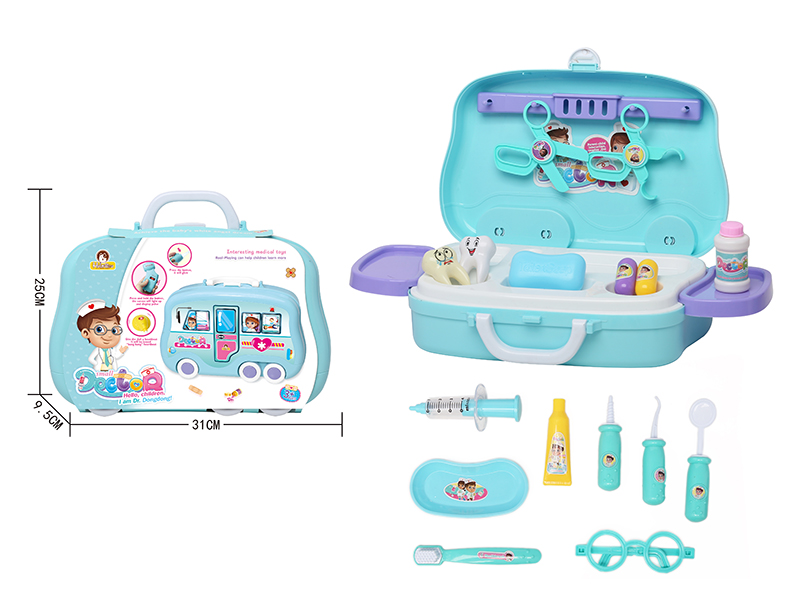 Blue Portable Medical Box Doctor Set