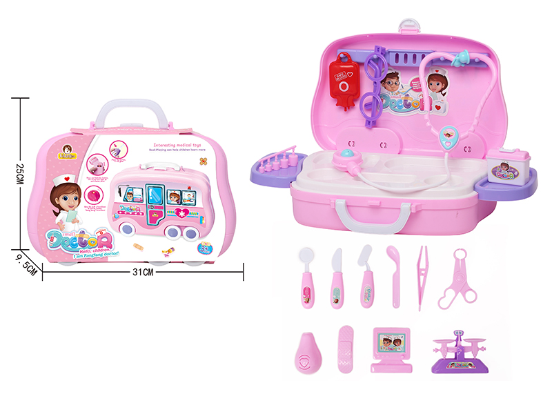 Pink Portable Medical Box Doctor Set