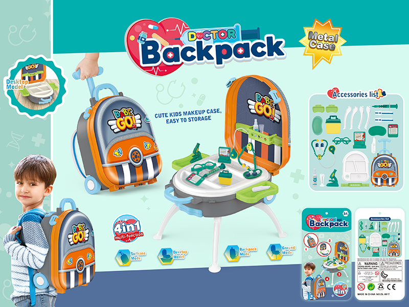 4 In 1 Boy Doctor Set Metal Case Backpack Set