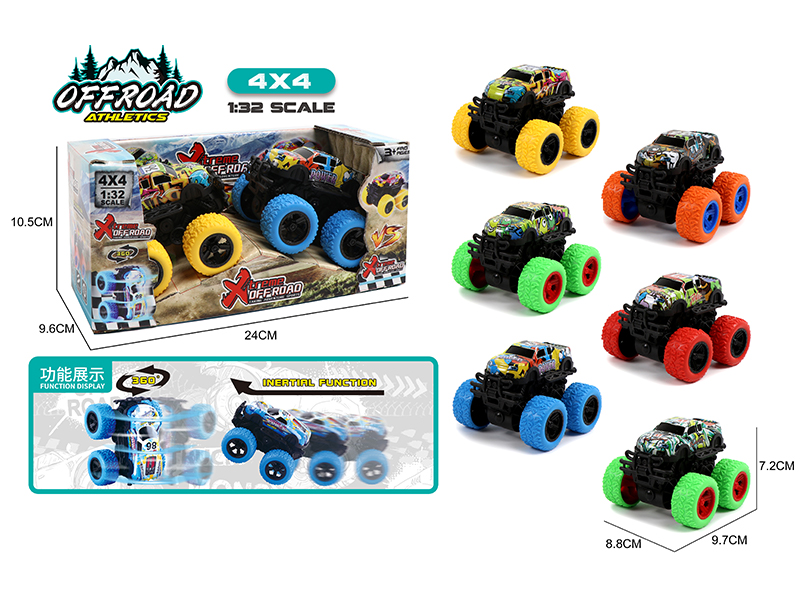 2PCS Double Friction Big Foot Climbing Metal Car