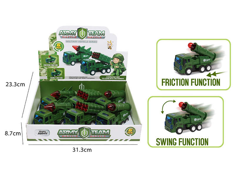 Friction Green Military Truck(6 PCS/Box)