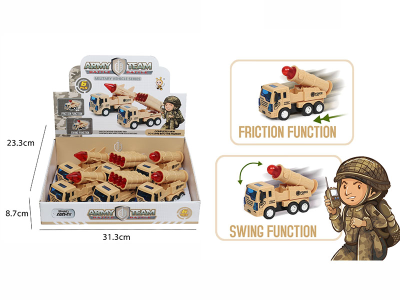 Friction Desert Color Military Truck(6 PCS/Box)