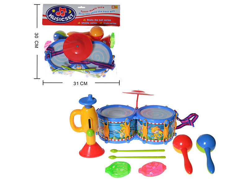 Cartoon Musical Instrument Jazz Drum Set