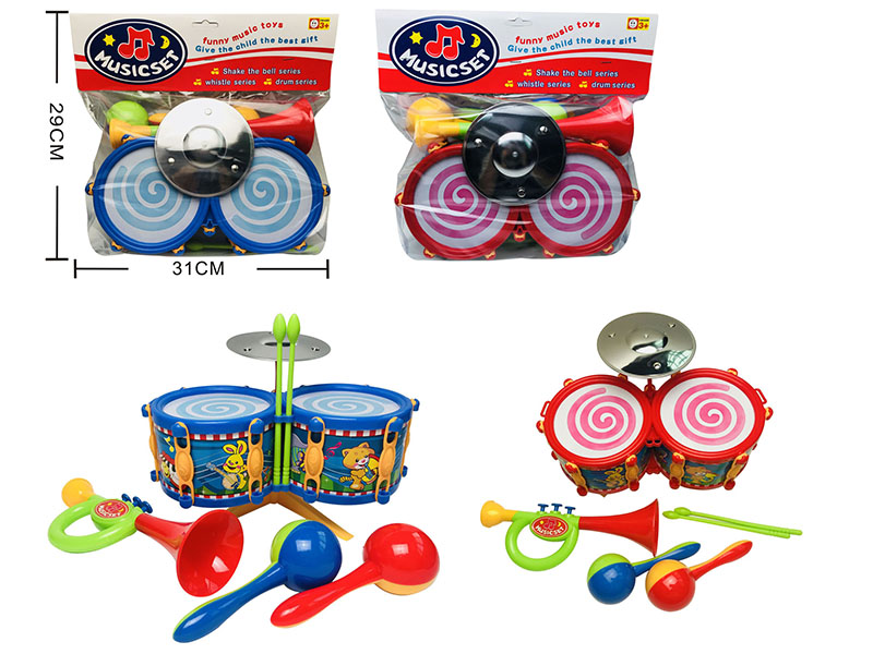 Cartoon Musical Instrument Jazz Drum Set