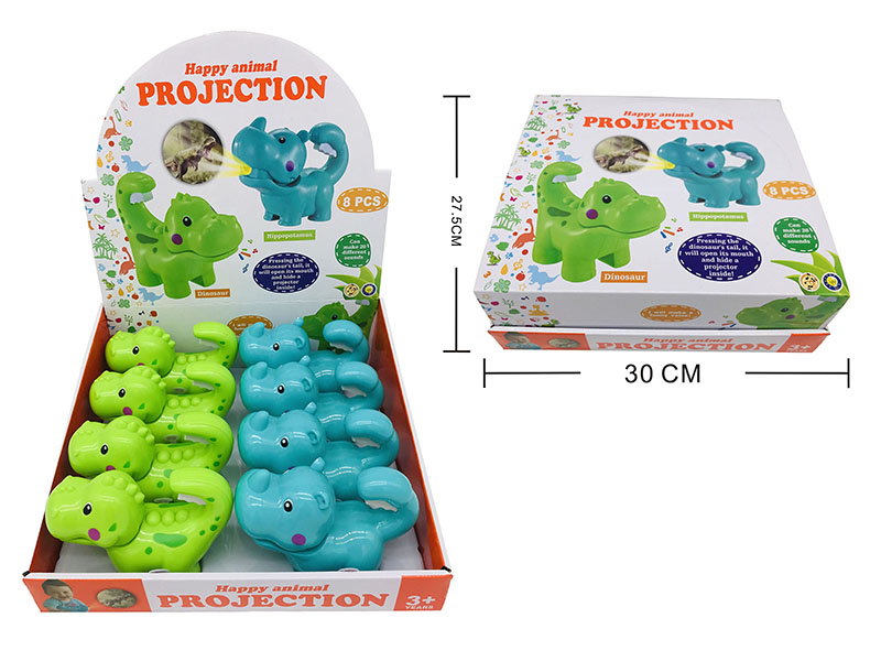 Projection Dinosaur /Hippo With Sound And Light 8pcs