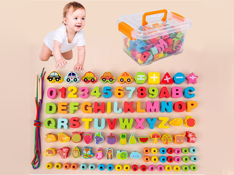 Wooden alphanumeric Number Beaded (100pcs)