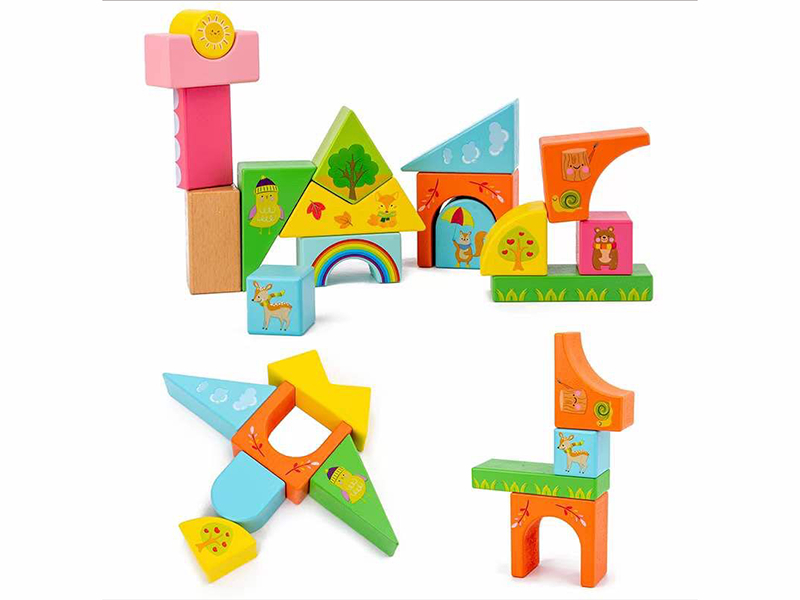 Wooden Multicolor Scene Building Blocks
