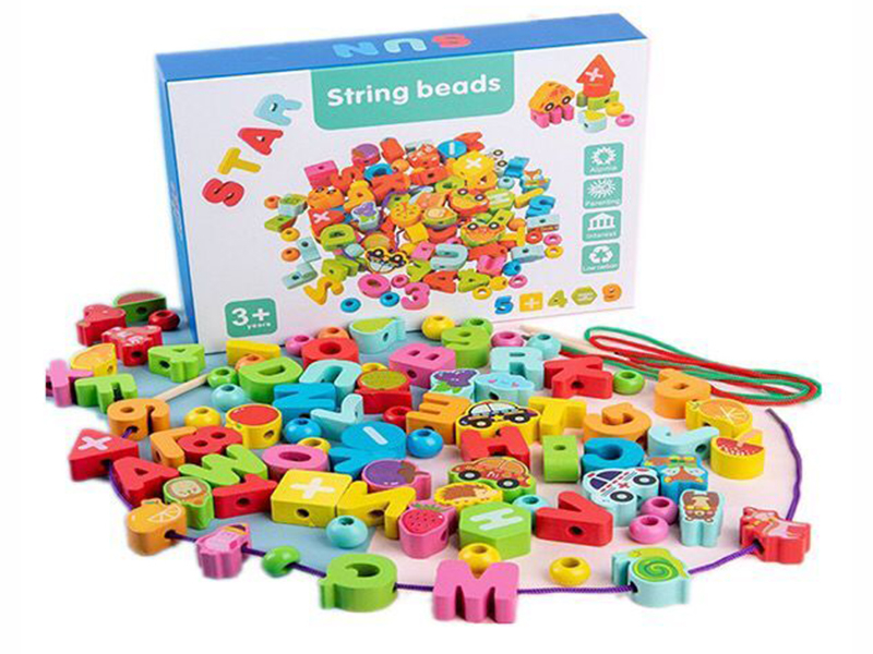 Wooden alphanumeric Number String Beads (100pcs)