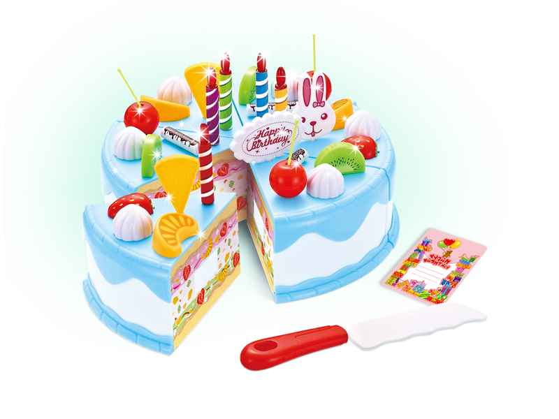 38Pcs Cuttable Simulated Birthday Cake(Blue)