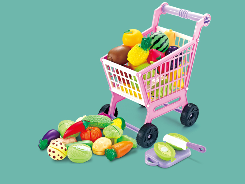 33Pcs Cart Tableware With Vegetables (Pink)