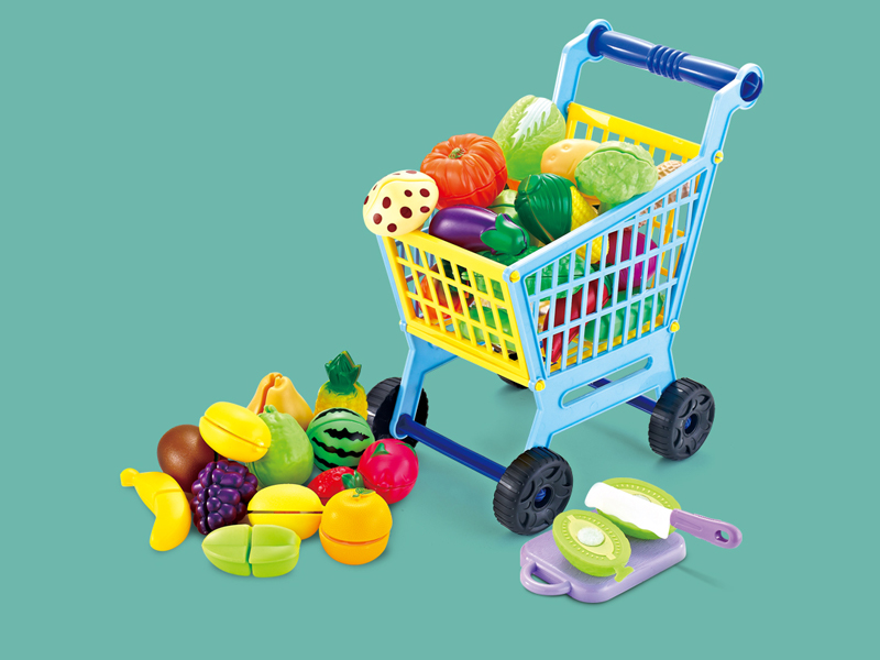 30Pcs Cart Tableware With Fruit (Blue)
