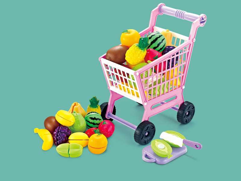 30Pcs Cart Tableware With Fruit (Pink)