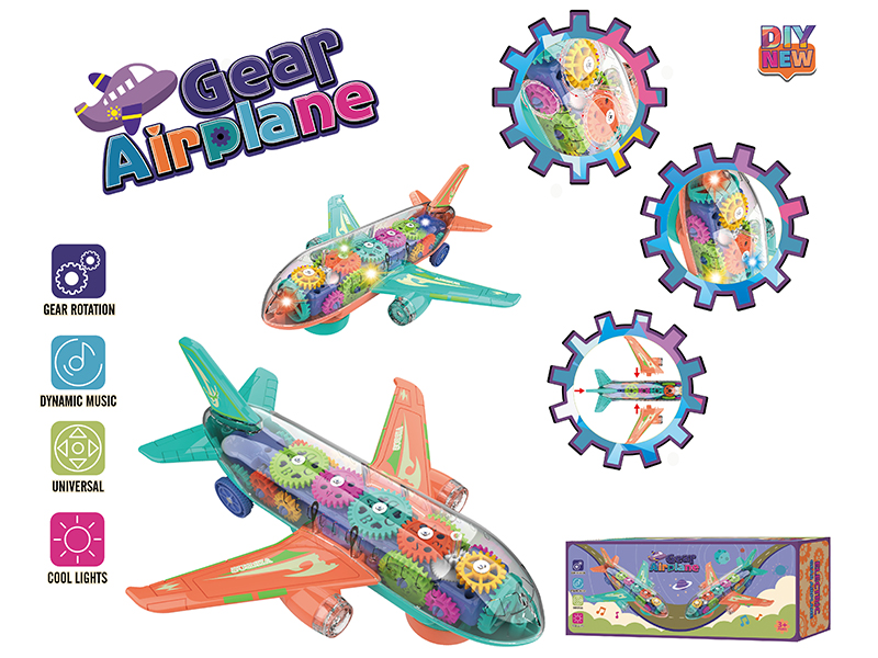 B/O Transparent Gear Airplane With Sound And Light