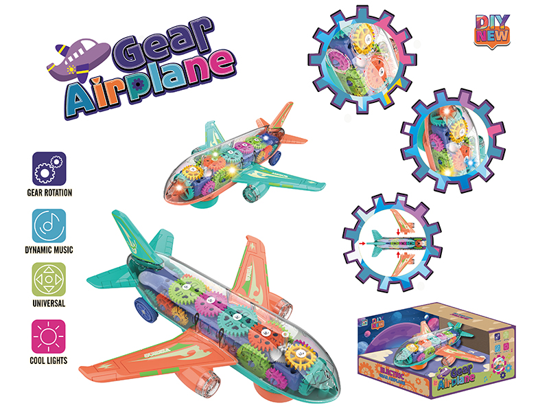 B/O Transparent Gear Airplane With Sound And Light