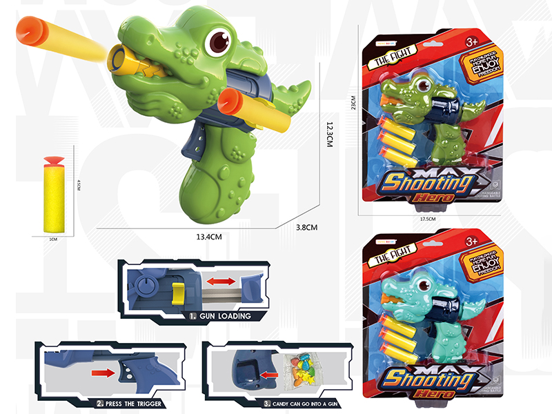 Single - Hole Crocodile Soft Bullet Gun With 3 Soft Bullets