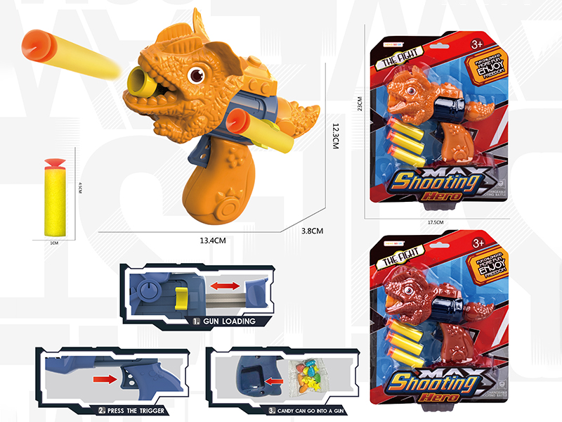 Single - Hole Dilophosaurus Soft Bullet Gun With 3 Soft Bullets