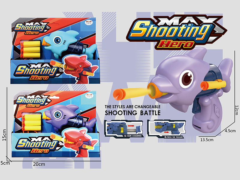 Single - Hole Dolphin Soft Bullet Gun With 3 Soft Bullets
