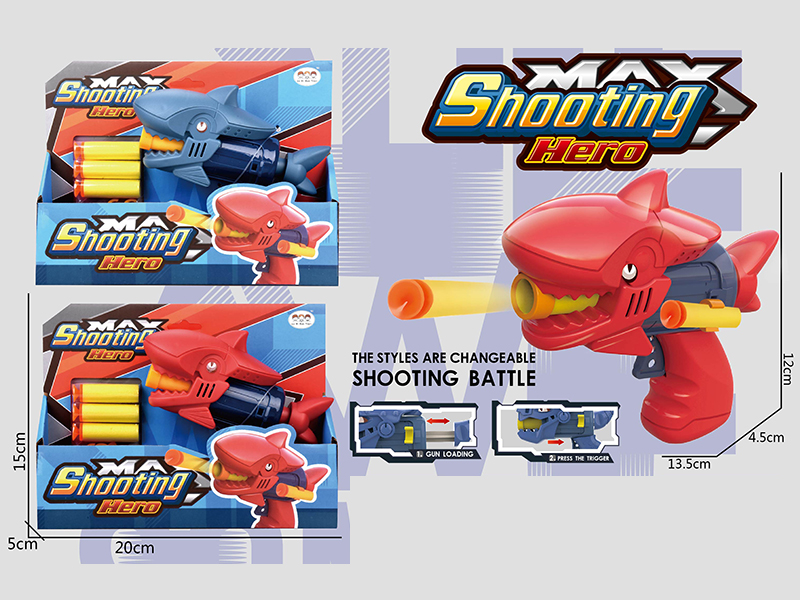 Single - Hole Shark Soft Bullet Gun With 3 Soft Bullets