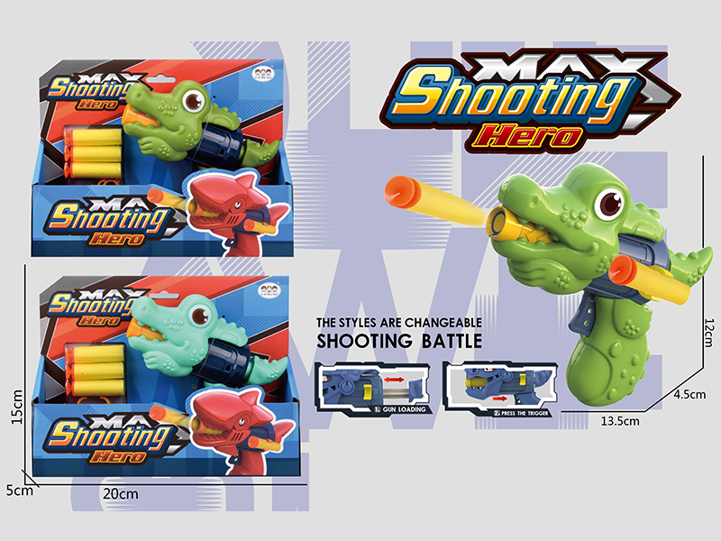 Single - Hole Crocodile Soft Bullet Gun With 3 Soft Bullets