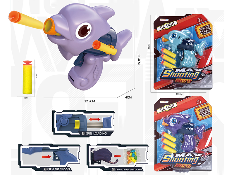 Single - Hole Dolphin Soft Bullet Gun With 3 Soft Bullets