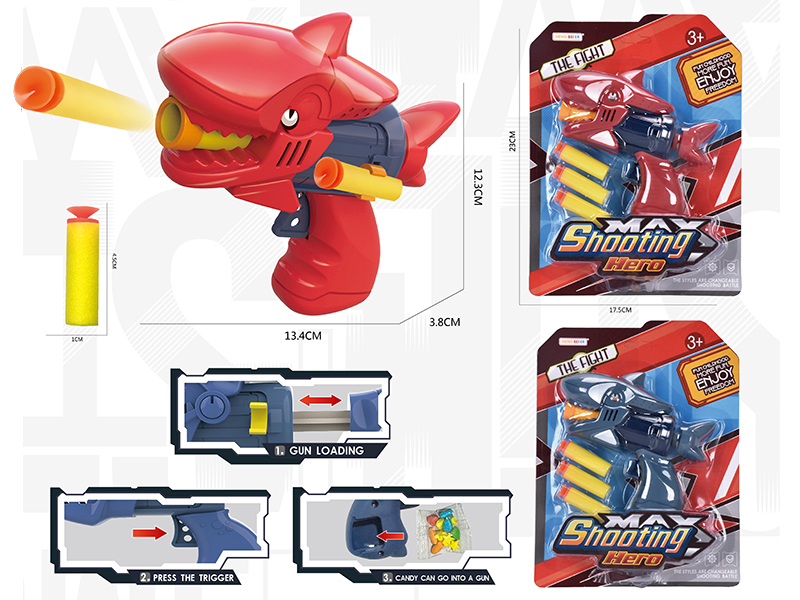 Single - Hole Shark Soft Bullet Gun With 3 Soft Bullets