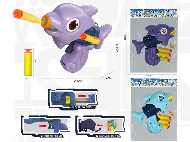 Single - Hole Dolphin Soft Bullet Gun With 3 Soft Bullets