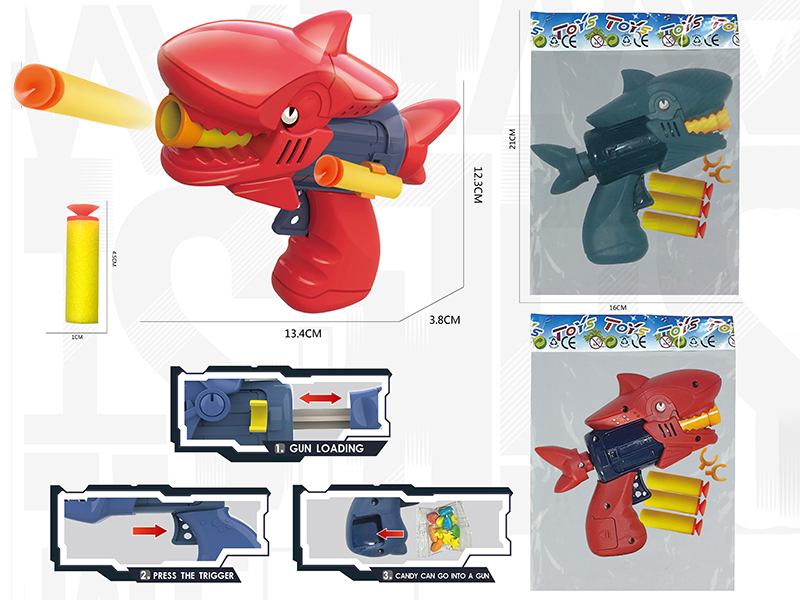 Single - Hole Shark Soft Bullet Gun With 3 Soft Bullets