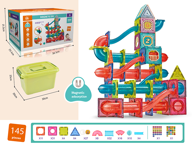 7.5cm Track Roll Ball Magnetic Building Blocks 145pcs