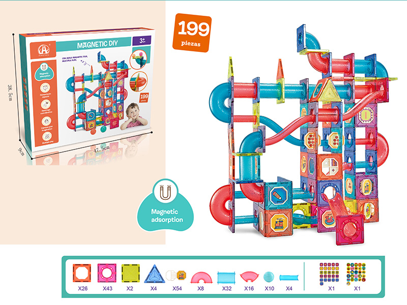 7.5cm Track Roll Ball Magnetic Building Blocks 199pcs