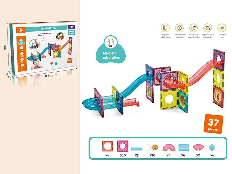 7.5cm Track Roll Ball Magnetic Building Blocks 37pcs