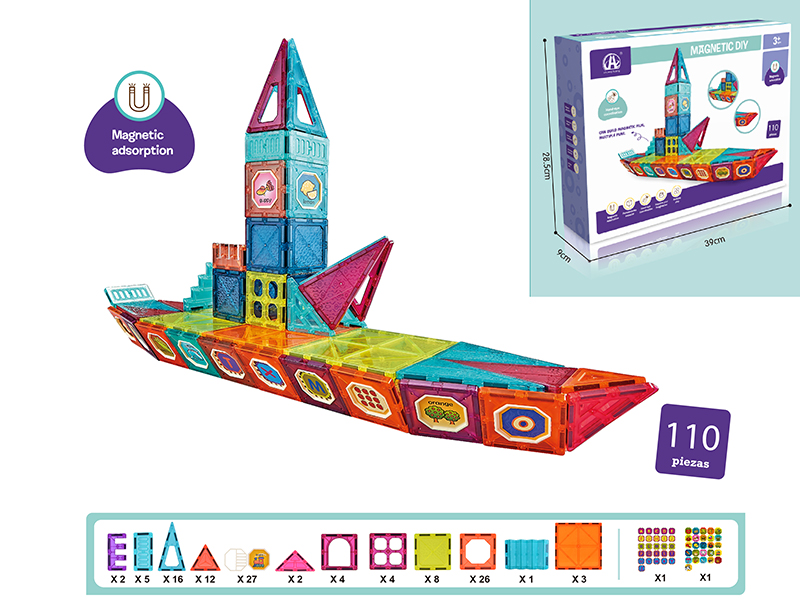 7.5cm Colorful Magnetic Tiles Building Blocks 110pcs