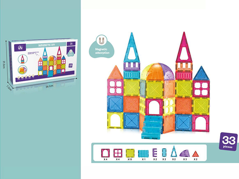 7.5cm Colorful Magnetic Tiles Building Blocks 33pcs