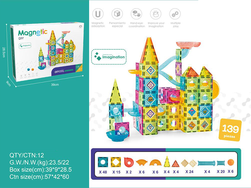 5.5CM Track Roll Ball Magnetic Tiles Building Blocks 139PCS