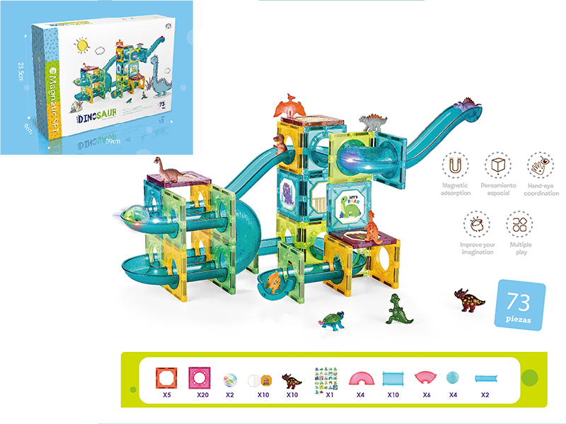 7.5CM Track Flash Ball Magnetic Building Blocks 73PCS