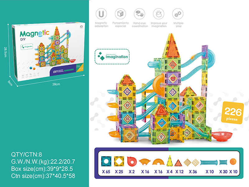 5.5CM Track Roll Ball Magnetic Tiles Building Blocks 226PCS