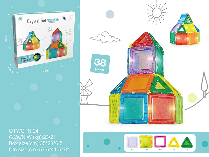 Luminous Magnetic Tiles Building Blocks 38pcs