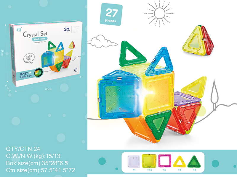 Luminous Magnetic Tiles Building Blocks 27pcs